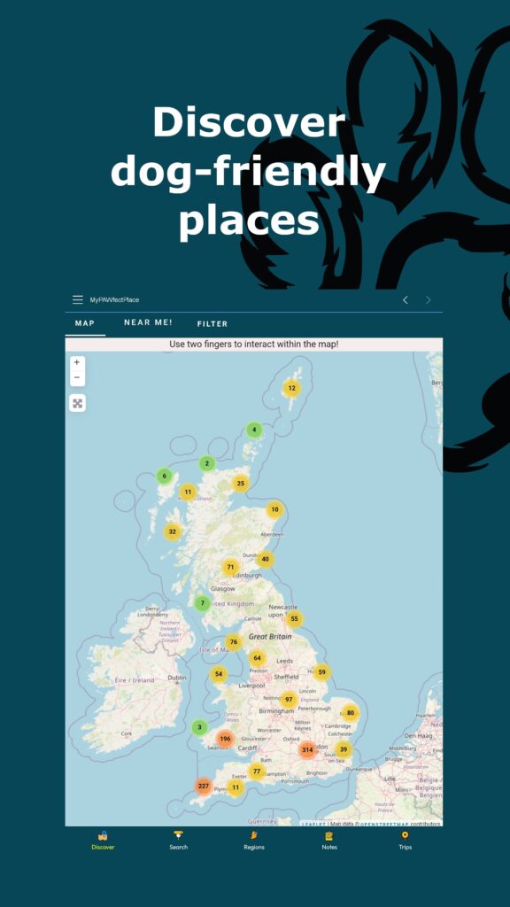 Discover dog friendly places