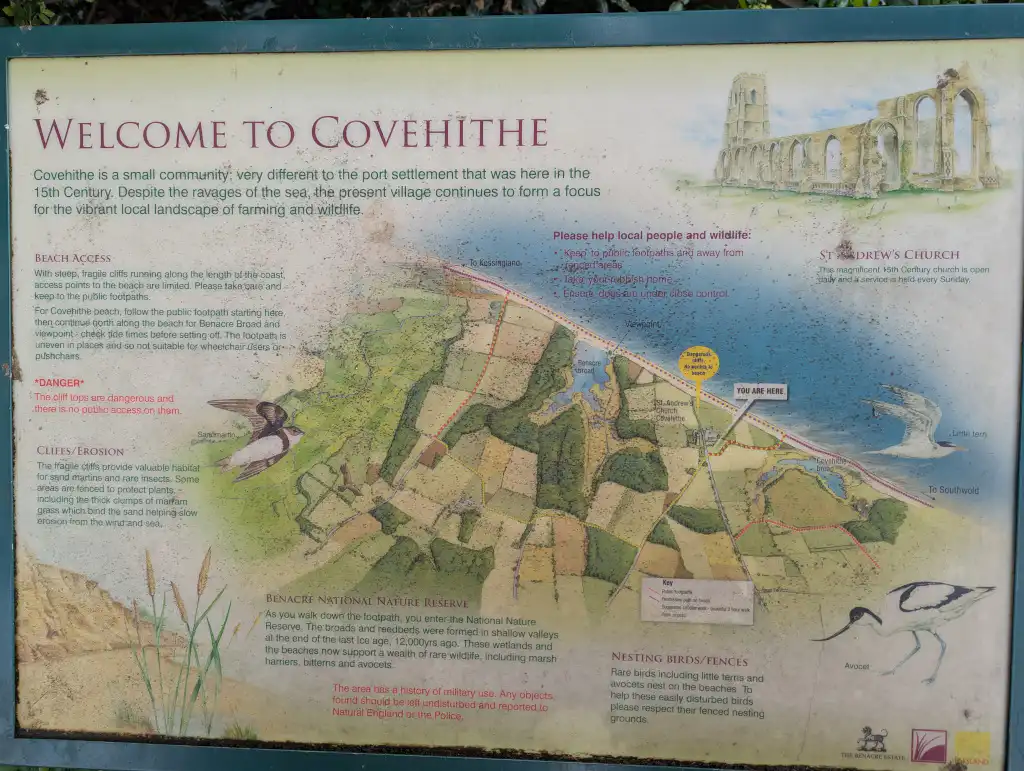 Covehithe Welcome Sign and Map