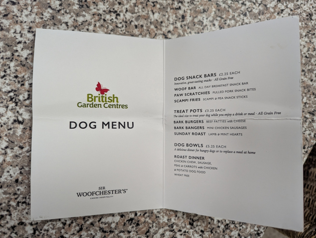 Hornsea Garden Centre Dog Menu