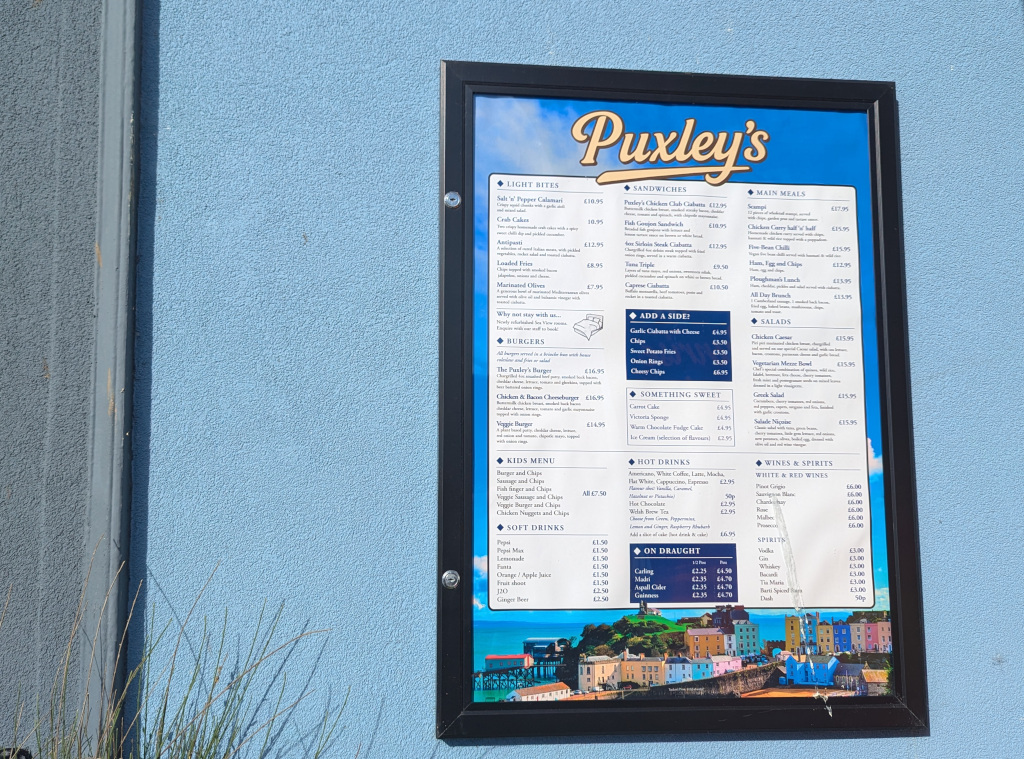Puxleys menu
